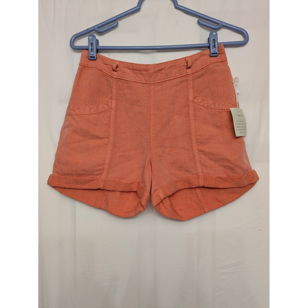 C&C California Coral Orange Linen Blend Cuffed Utility Shorts XS